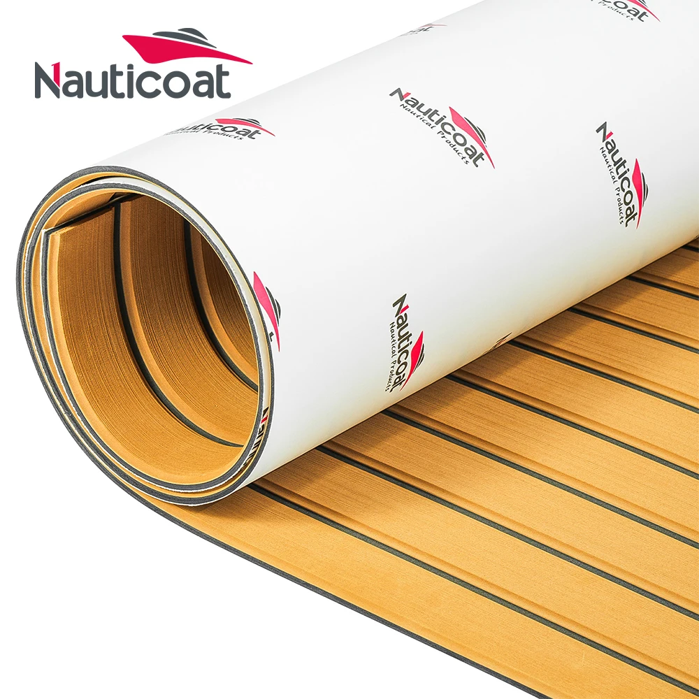 

NAUTICOAT EVA Foam Boat Flooring Faux Teak 92.5"x23.6" Non Skid Marine Decking For Boat RV Swim Platform Spa Stair Tread Mat Pad