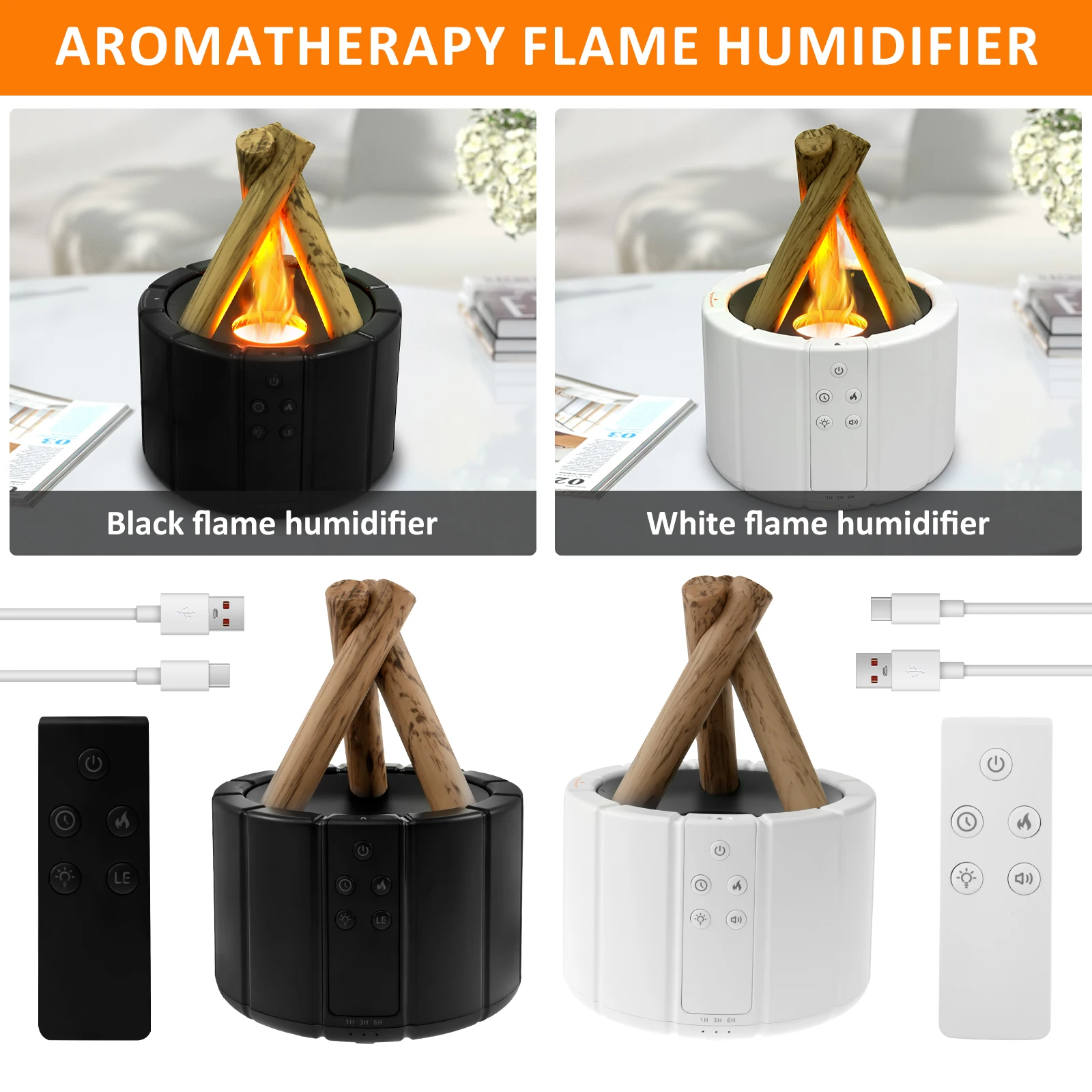 Campfire Flame Fire Diffuser 250ml Bonfire Diffuser Quiet Flame Diffuser Humidifier Decorative Flame Light Humidifier with