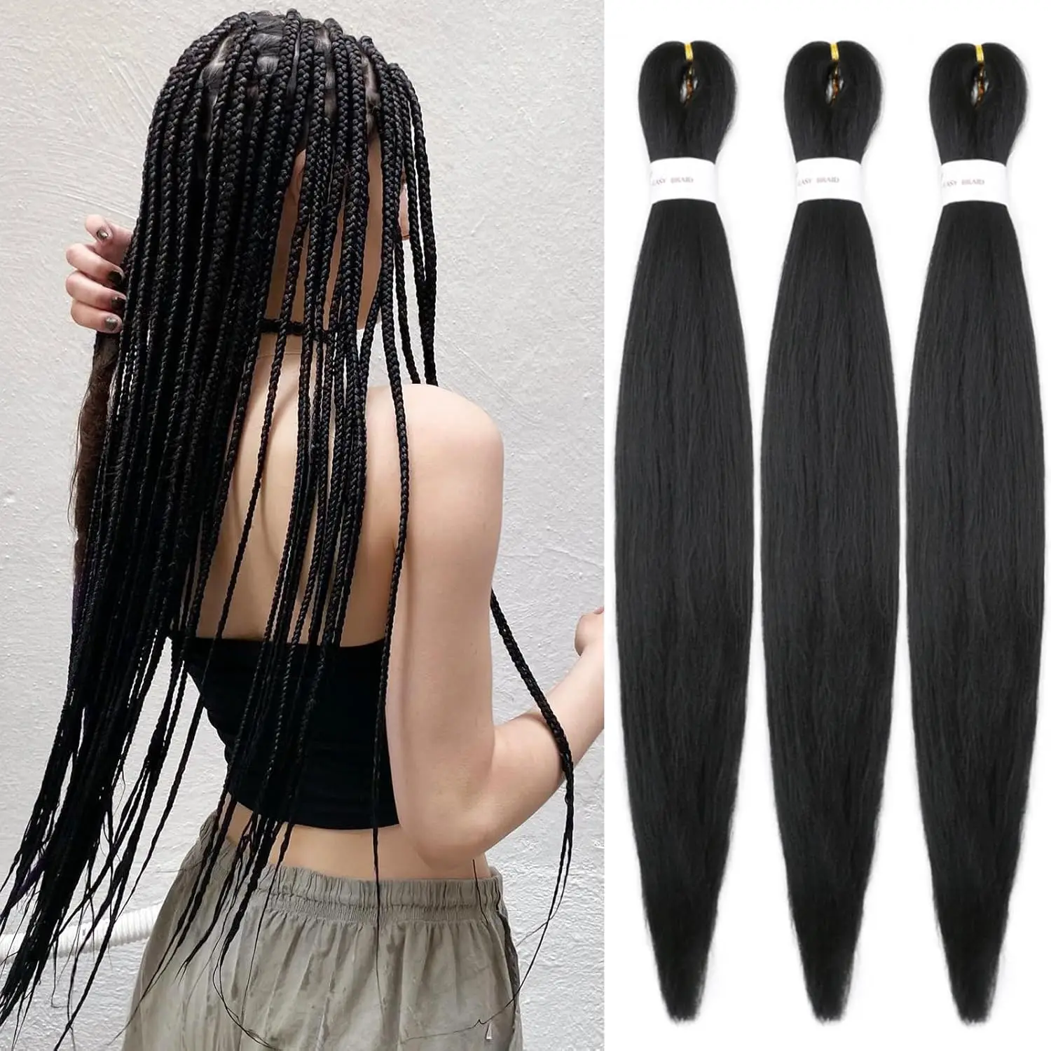 26 inch 1 piece per package synthetic easy braids yaky pre-stretched hair hot water setting available synthetic crocheting hair image 3