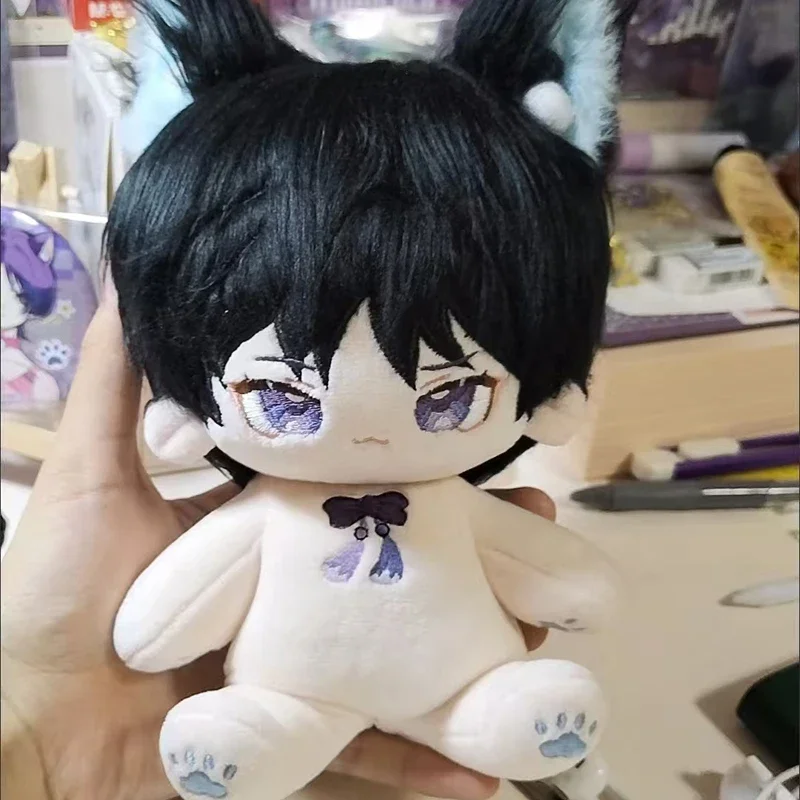 20cm jogo dos desenhos animados genshin impacto andarilho scaramouche kunikuzushi cosplay boneca de algodão nu bebês fantoche fofo boneca fuzzy