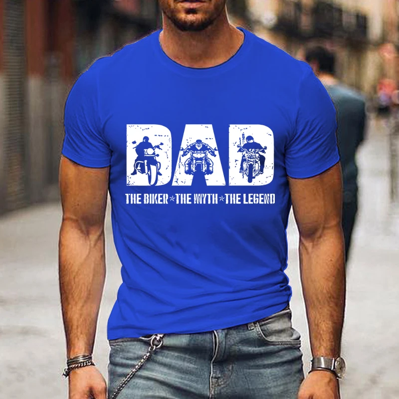 Men T Shirt Dad The Biker The Legend Print Summer Top Tees Men Black Harajuku Fashion Tshirts Father's Day O-neck Street T-Shirt