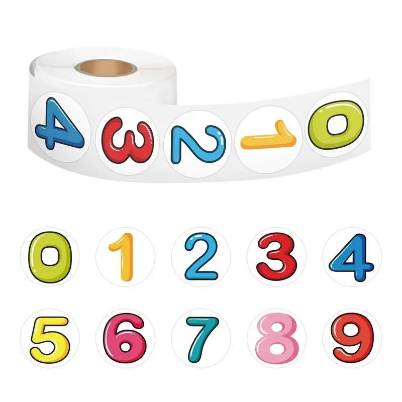 500PCS Round Sticker Tape Number Series Roll Stickers Luggage Bottle Stationery Stickers For Decor Kawaii