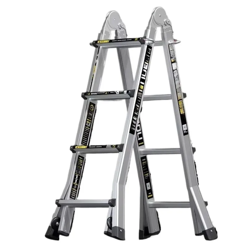 Aluminum Alloy Telescopic Ladder Multifunctional Herringbone Design for Household and Engineering Applications