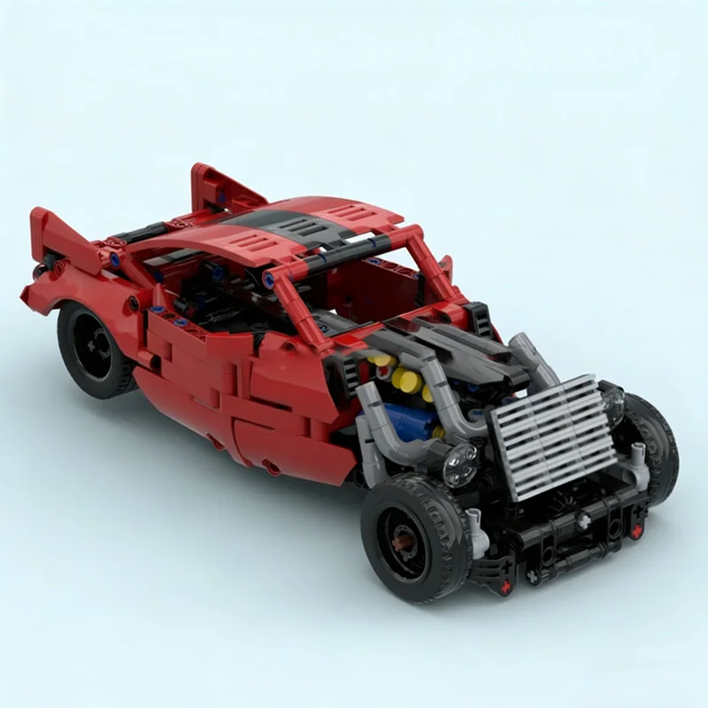 รถแข่งความเร็วสูง รุ่น MOC ตัวต่อแบบประกอบเอง รถดัดแปลงความเร็วสูง เทคโนโลยีโมดูลาร์ ของขวัญวันหยุดสำหรับเด็ก ชุดของเล่นประกอบ