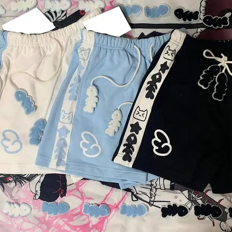 Japanese Sweet All Match Commuter Shorts Harajuku Y2k Aesthetic Constrast Color Cute Print Casual Pant Summer Punk Girl Shorts
