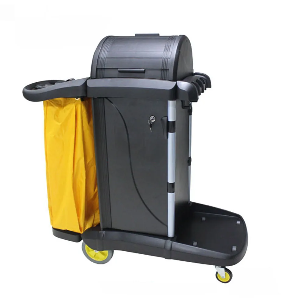 Heavy Janitor Truck Trolley Truck With Locking Cabinet And Lid For Professional Cleaning