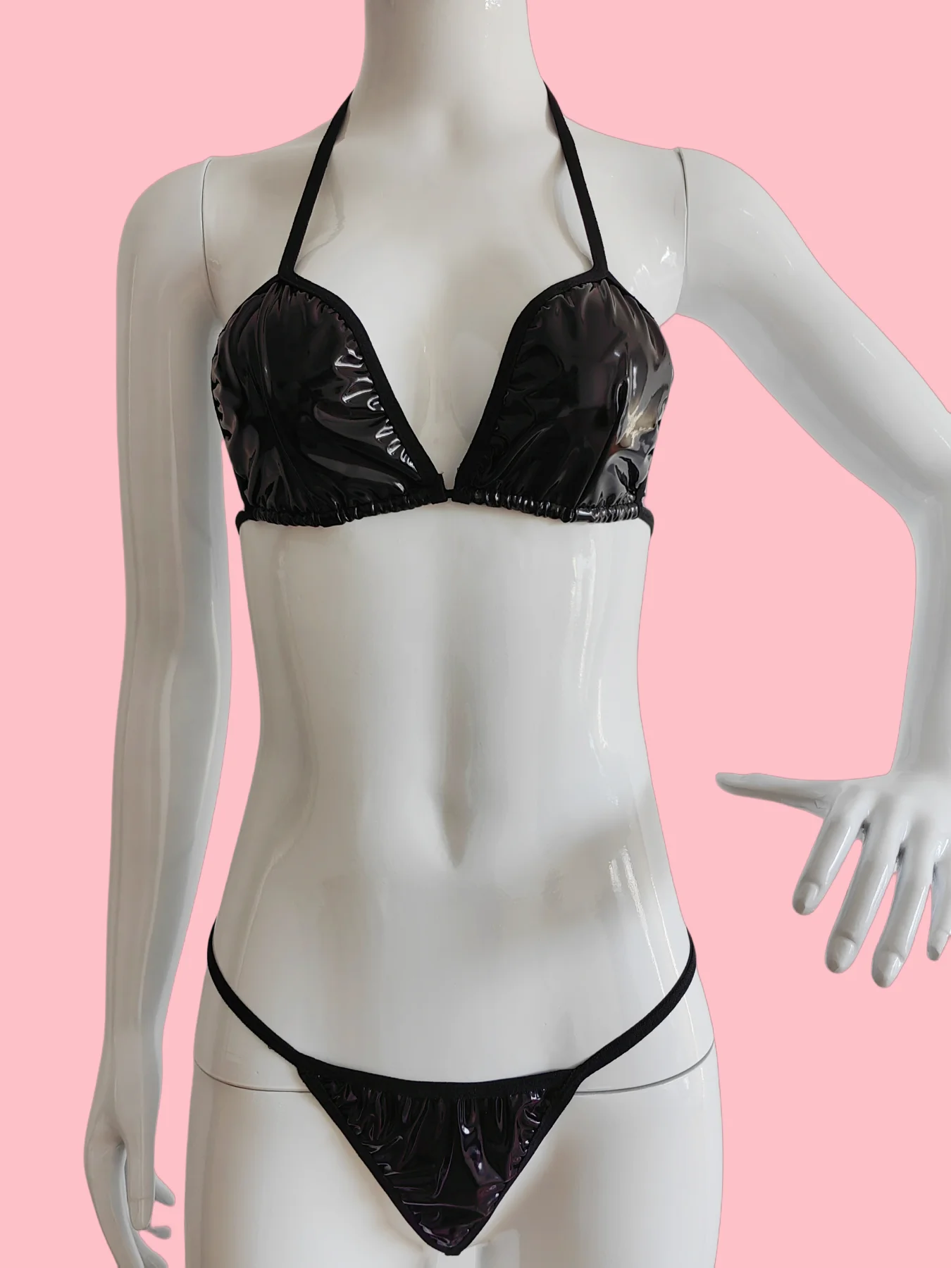 مثير ثلاث نقاط حزام قابل للتعديل الرسن الرقبة براءات الاختراع والجلود مجموعة الملابس الداخلية