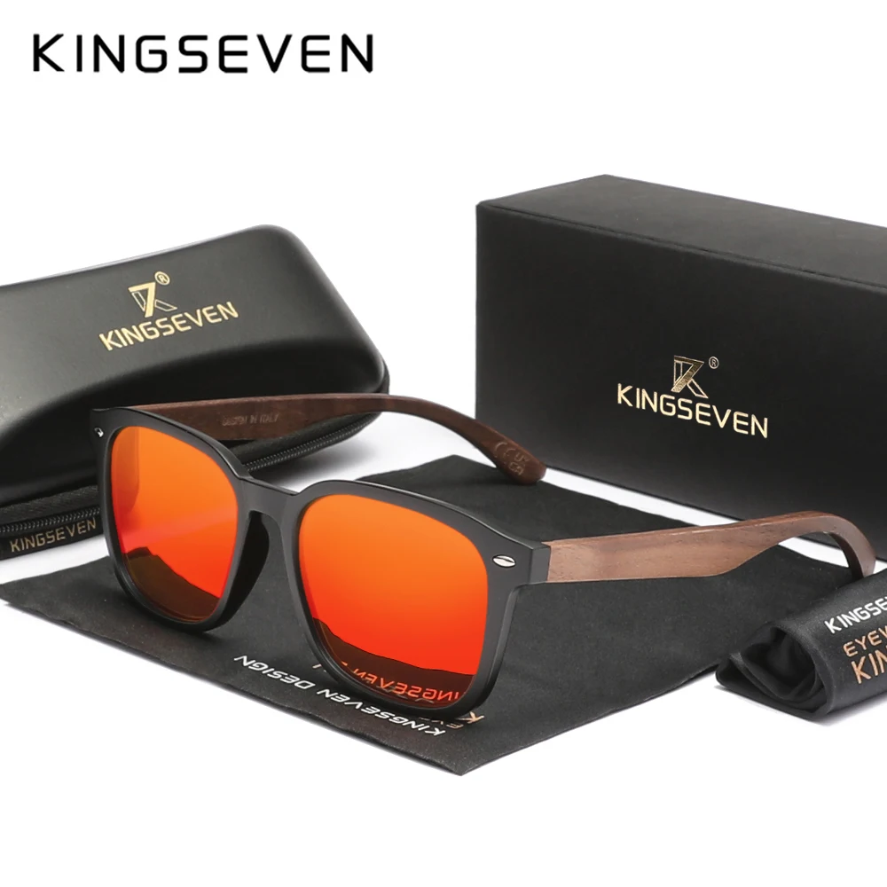 

Солнцезащитные очки KINGSEVEN из орехового дерева, поляризационные, мужские, UV400, женские, ретро, для отдыха, с антибликовыми зеркальными линзами