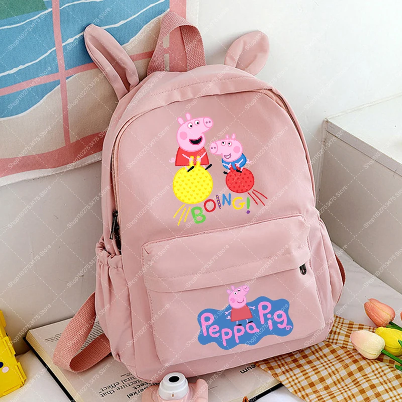Students Anime Printed Backpack School Supplies Cartoon Peppa Pigs Cute Schoolbag Kawaii Stationery Storage Pouch Book Bag Gifts view 6