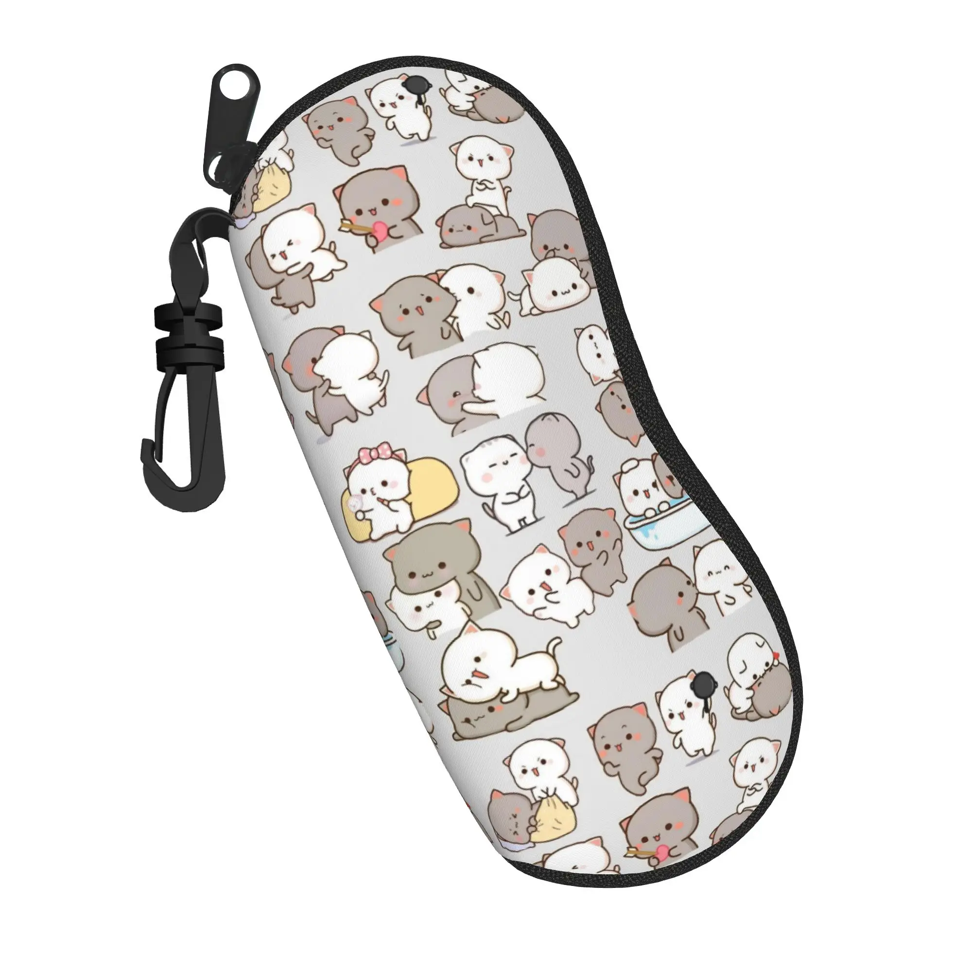 Peach and Goma Cute Mochi Cat Glasses Case Unisex Travel Zipper  Glasses Protector Print Eyeglasses Box