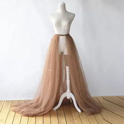 Chic Tulle Overskirts For Prom Party Bridal Detachable Skirts For Wedding Multi Layered Sweep Train Maxi Reception Overlay