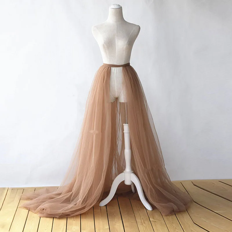 Chic Tulle Overskirts For Prom Party Bridal Detachable Skirts   For Wedding Multi Layered Sweep Train Maxi Reception Overlay