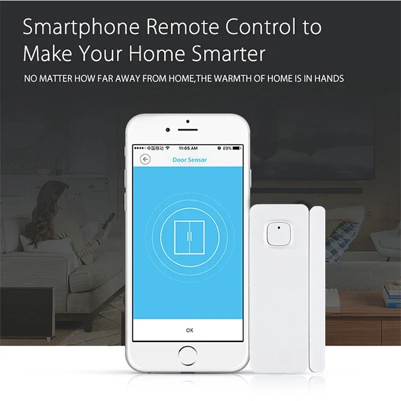 Sensore WiFi Smart per porte e finestre Avvisi di notifica APP Tuya Rilevatore di sicurezza per allarme domestico, compatibile con Alexa Google Home