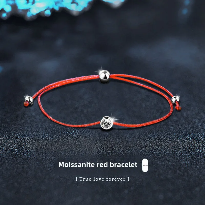 

Light luxury 925 sterling silver moissanite bracelet for women, adjustable bracelet