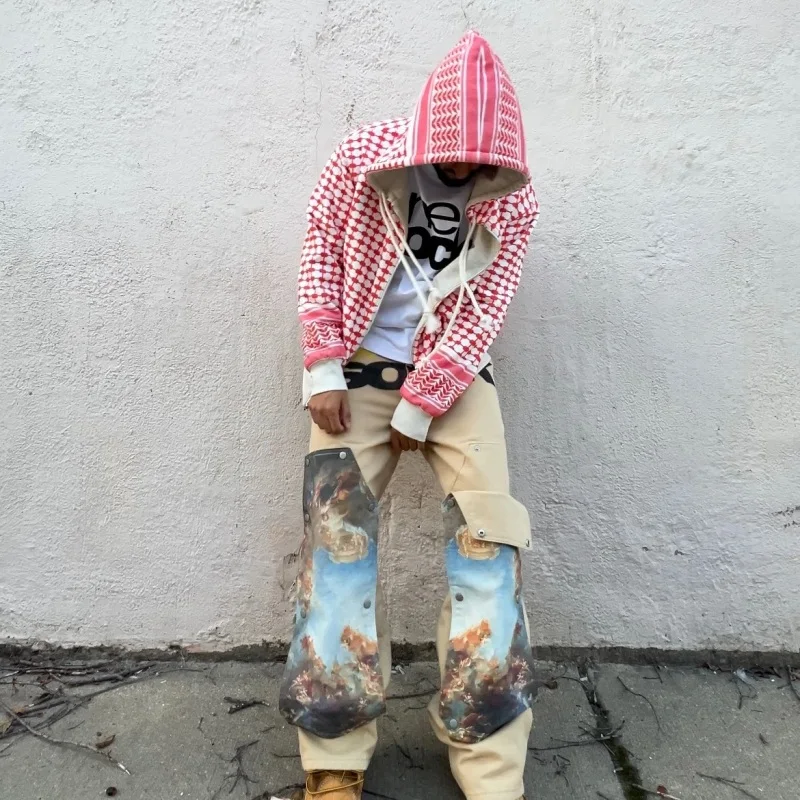 2025 New European and American Autumn/Winter High Street Style Warm Grid Double sided Double Wear Design Hoodie