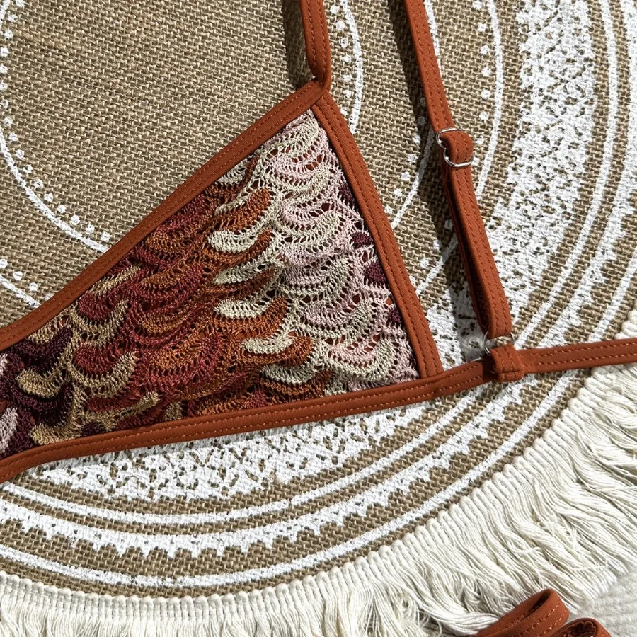 New Vintage Crochet Bikini Set Bohemian Beach Vacation Two-Piece Swimsuit Retro Swimwear Summer Sexy Crocheted Bikini Swimwear - Image 3