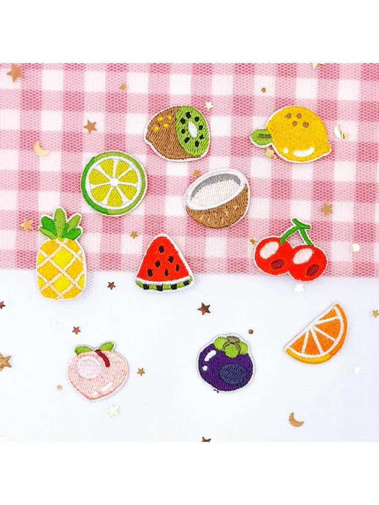 Patchs de broderie de fruits de dessin animé, appliques de mini gril autocollantes, AMP, aucun citron, autocollants auto-adhésifs pour vêtements de bébé, bricolage