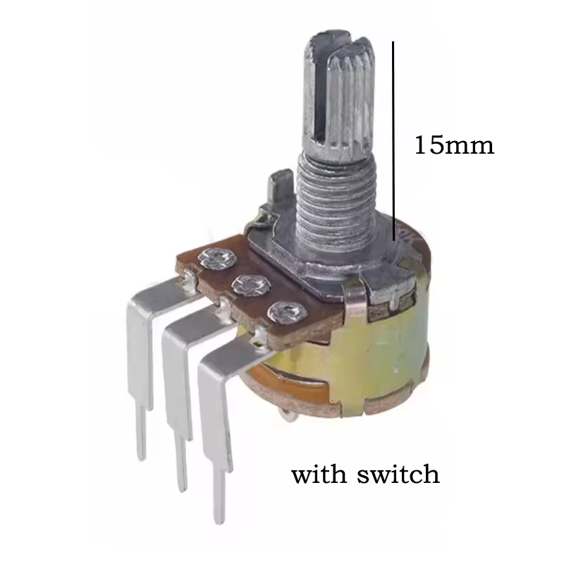 5pcs  NEW Single Potentiometer WTH148 with switch 15mm B5K B10K B50K B100K B500K For Amplifier Audio 5k 10k 100k 50k 500k