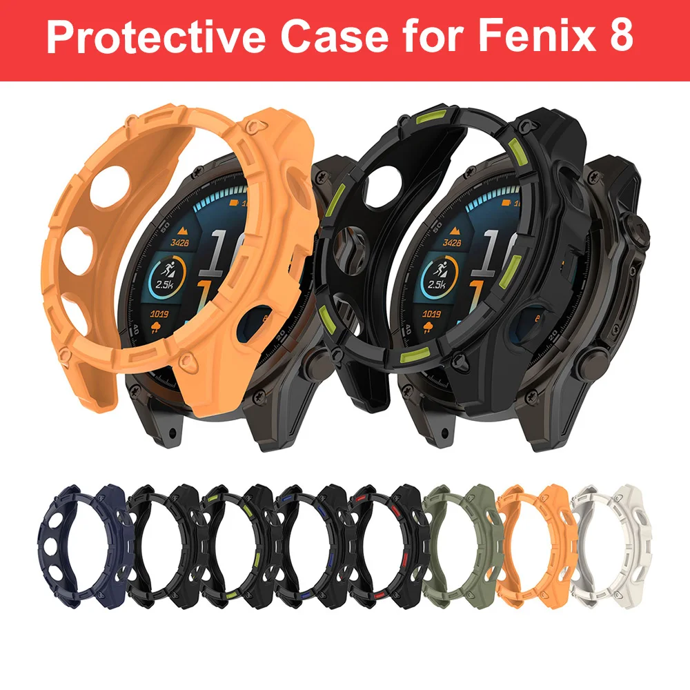 

Armor Protective Case for Garmin Fenix 8 43mm 47mm 51mm AMOLED Solar TPU Half Cover with NO Screen Protector