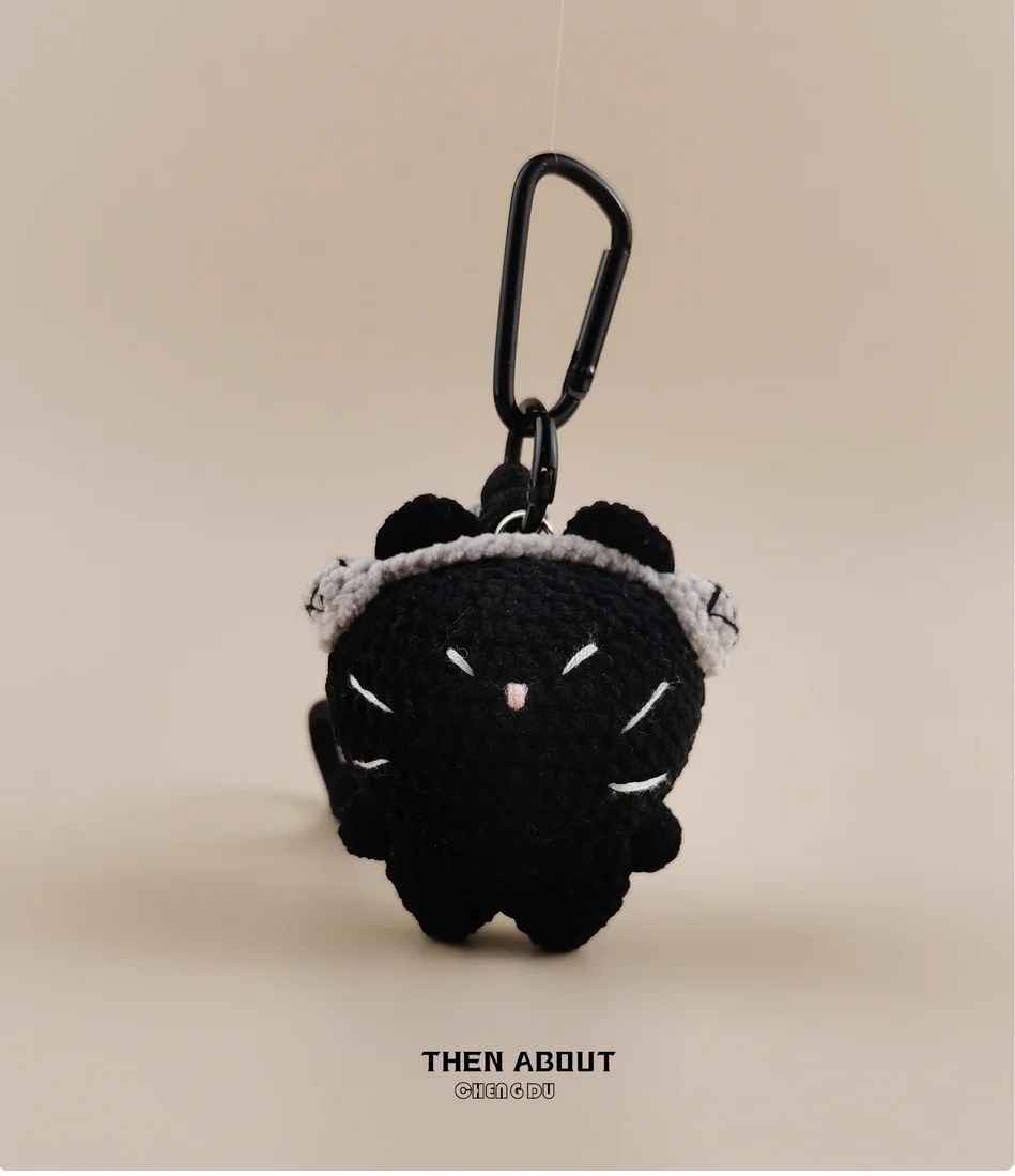 Fried dough sticks broken little black cat bag pendant key chain backpack bag pendant gift
