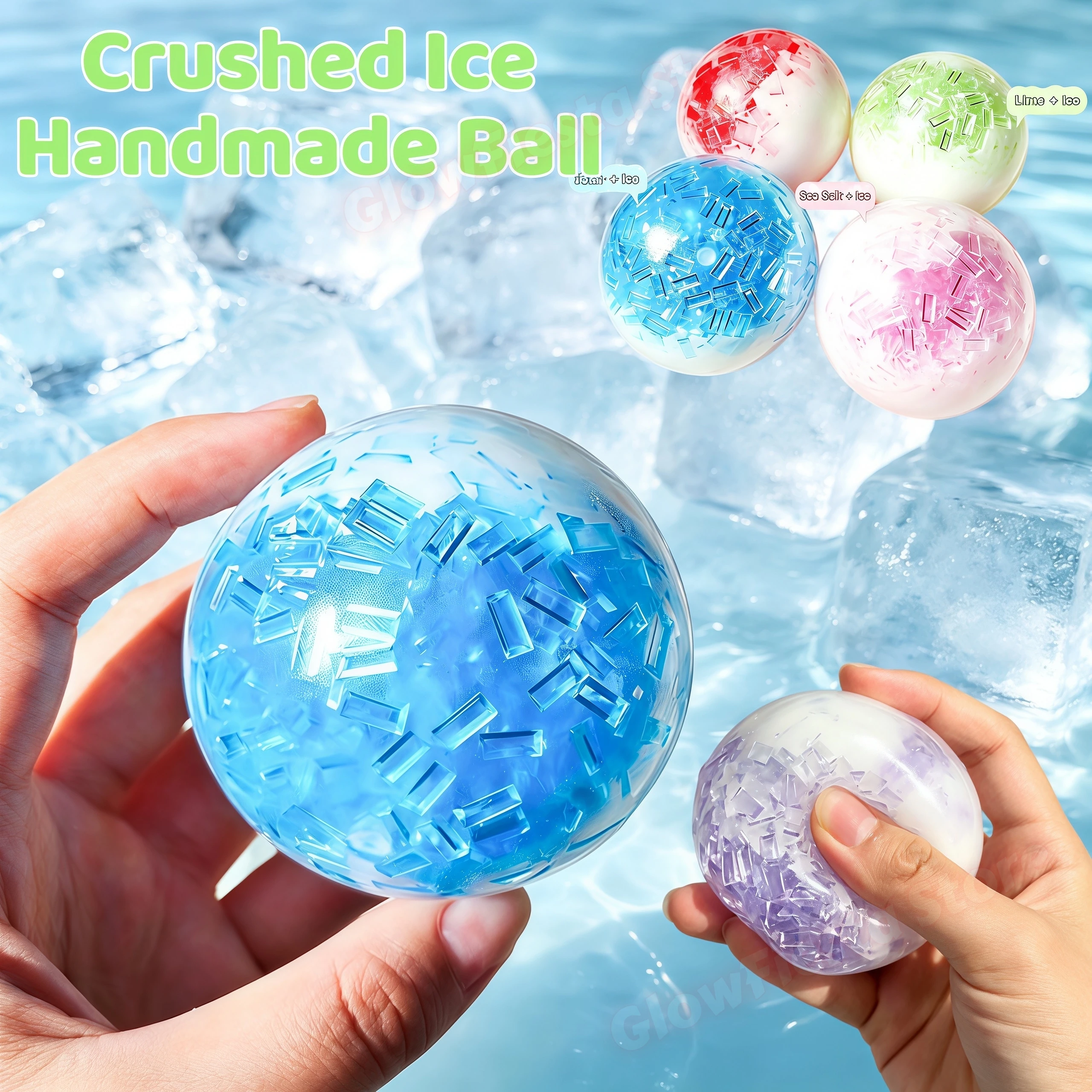 Squishy Slow Rising Crushed Ice Handmade Ball | Stress Relief Sensory Fidgets for Anxiety ADHD Autism Adults Favor Birthday Gift