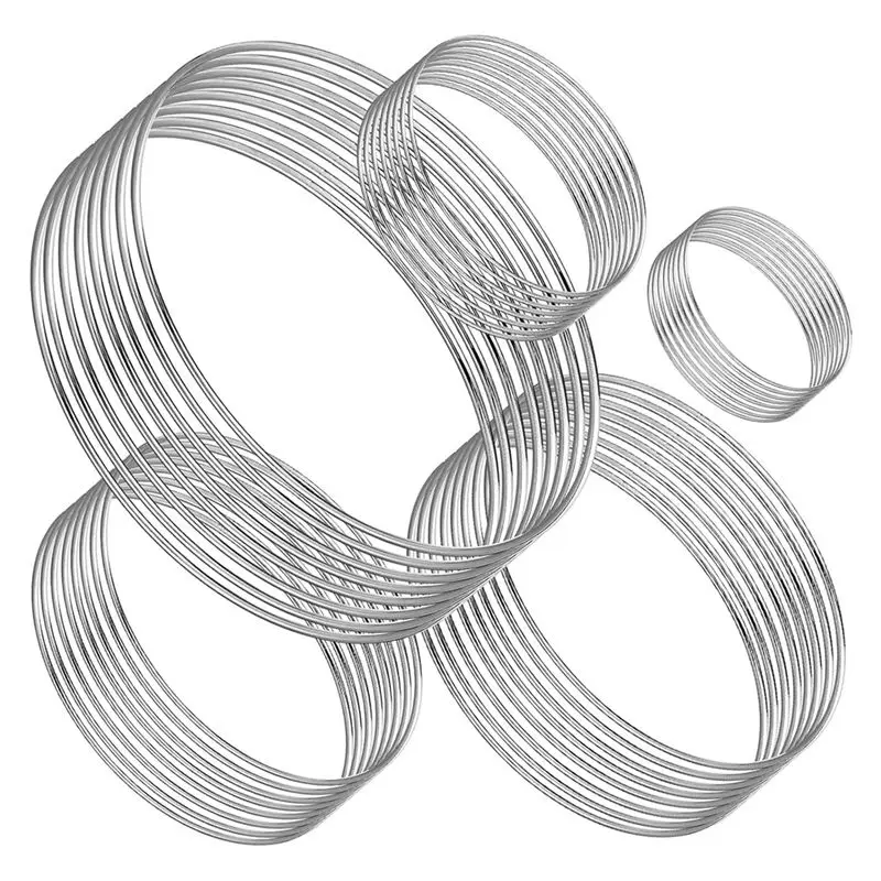 ABKW-Metal Floral Hoop Dream Catcher Rings, Silver Metal Rings For DIY, 5 Sizes Crafts Metal Floral Hoop