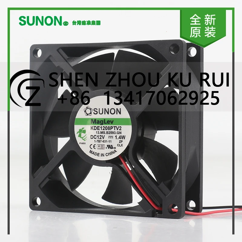 

Новый оригинальный Sunon 5 В 24 В 48 В постоянного тока 12 В 1,4 Вт AC EC 8 см бесшумный блок питания корпуса двухпроводной KDE1208PTV2 охлаждающий вентилятор8025 80X80X25MM