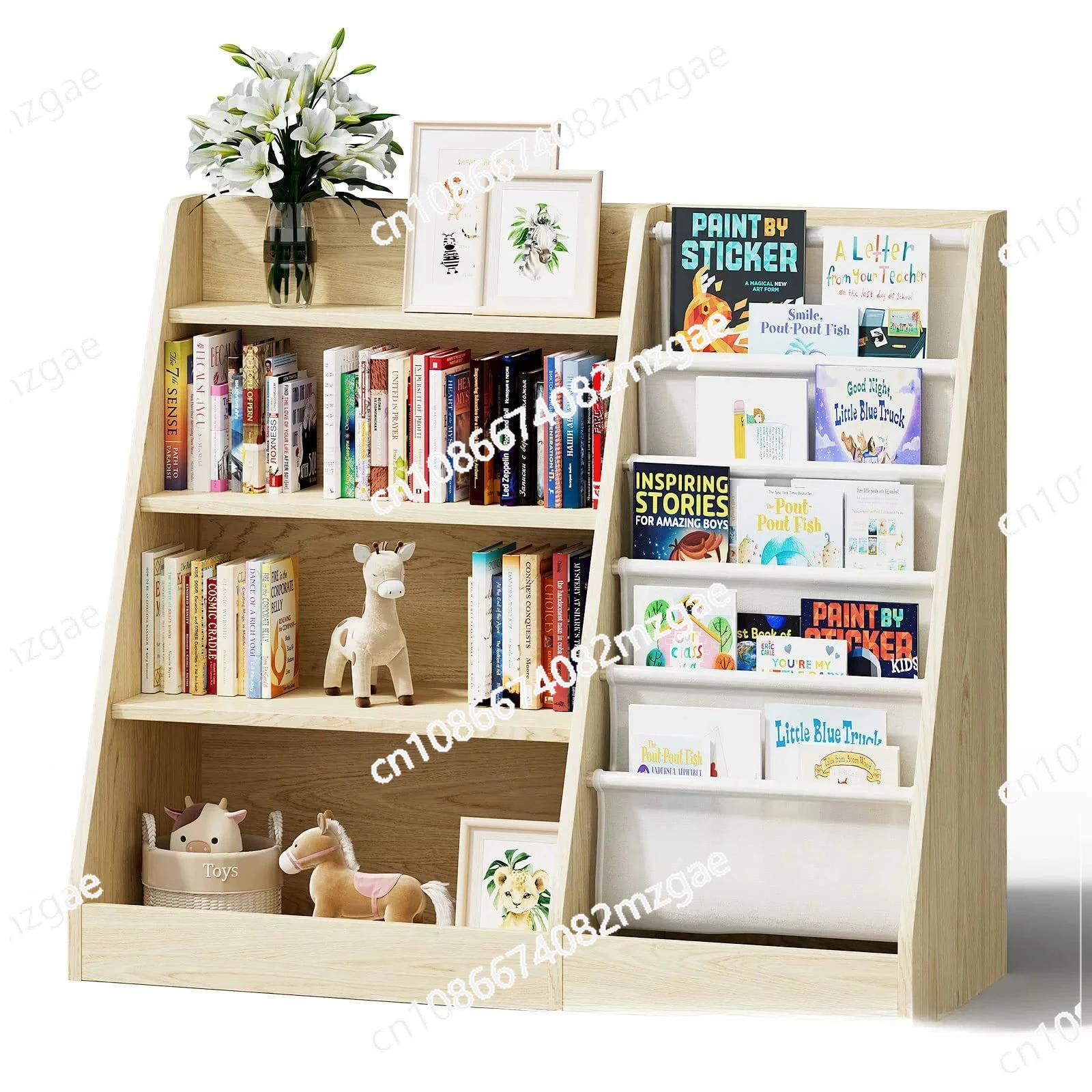 Solid wood children's bookshelf multi-functional storage rack floor-to-ceiling household multi-layer shelf picture book rack