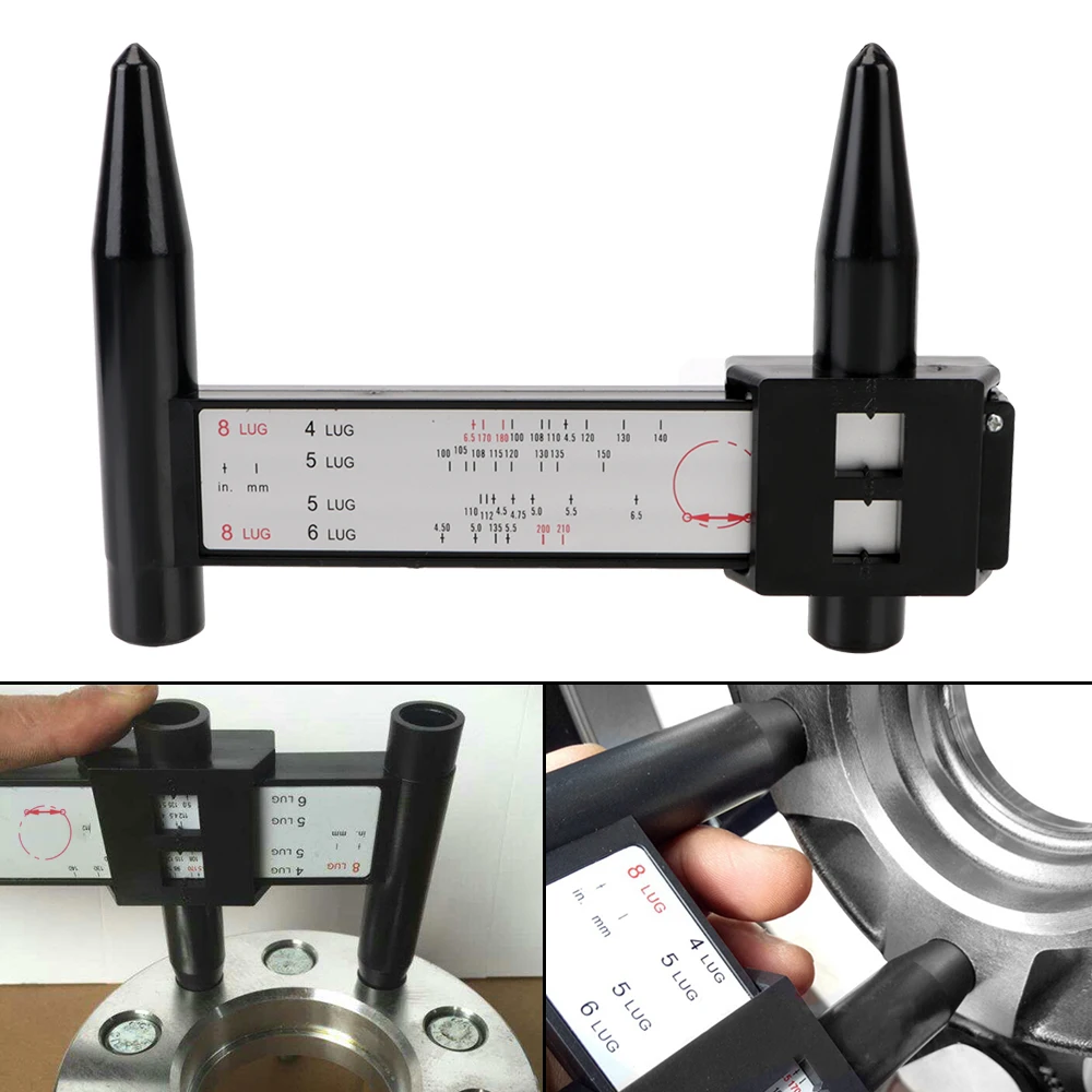 Modified hole distance ruler Black PCD caliper Hole distance measuring tool Wheel Rim Bolt Pattern 8LUG wheels
