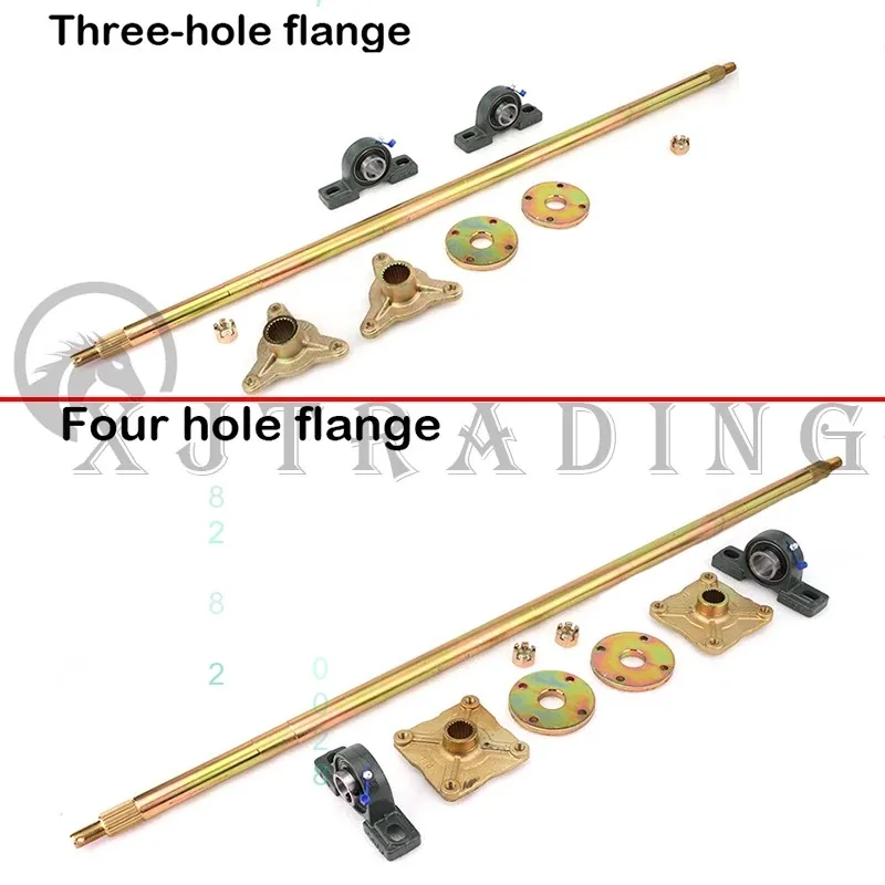 650mm Rear Axle Assembly with Bearing Sprocket Seat 4 Hole Wheel Hub for DIY UTV ATV Buggy