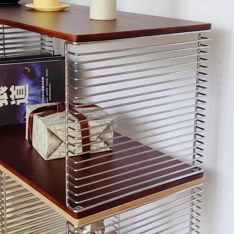 الشمال طاولة شاي الشمال خشبية الفولاذ المقاوم للصدأ طاولة القهوة الصغيرة القابلة للإزالة رف بسيط غرفة المعيشة المنزلي زخرفة الأثاث #5