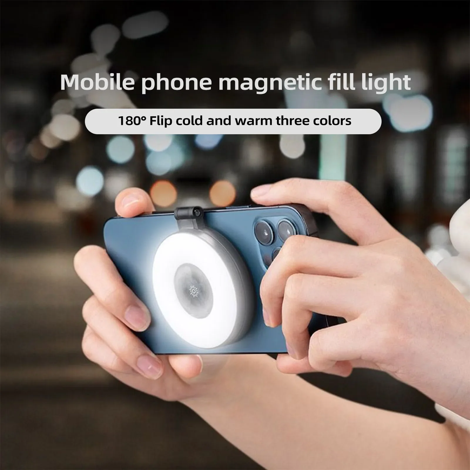 Mini anello luminoso magnetico tascabile per Iphone/Android 2500K-9000K Luce di riempimento dimmerabile Luce selfie portatile per vlogging