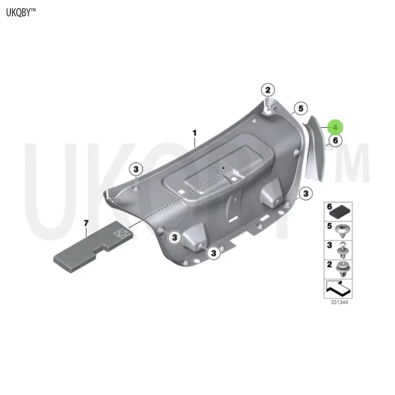 Left side of expansion rivet baffle drainage channel 51497453355 51497453356 51497204375 51497204376