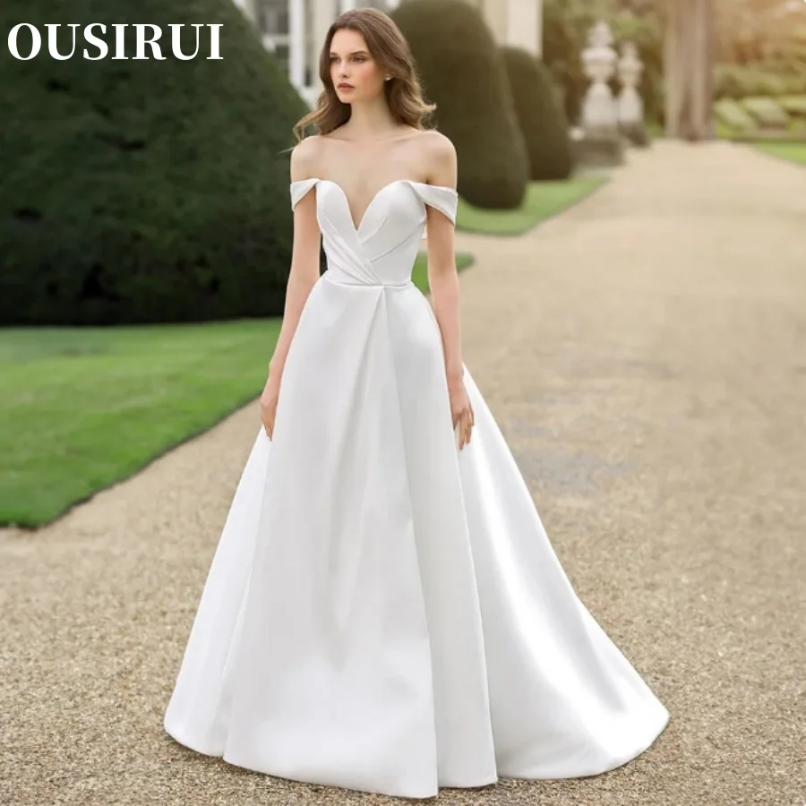 OUSIRUI A-line FrontSlit Sweetheart Off The Shoulder Open Back Classic Wedding Dresses For Woman Bridal Gowns Vestidos De Novia