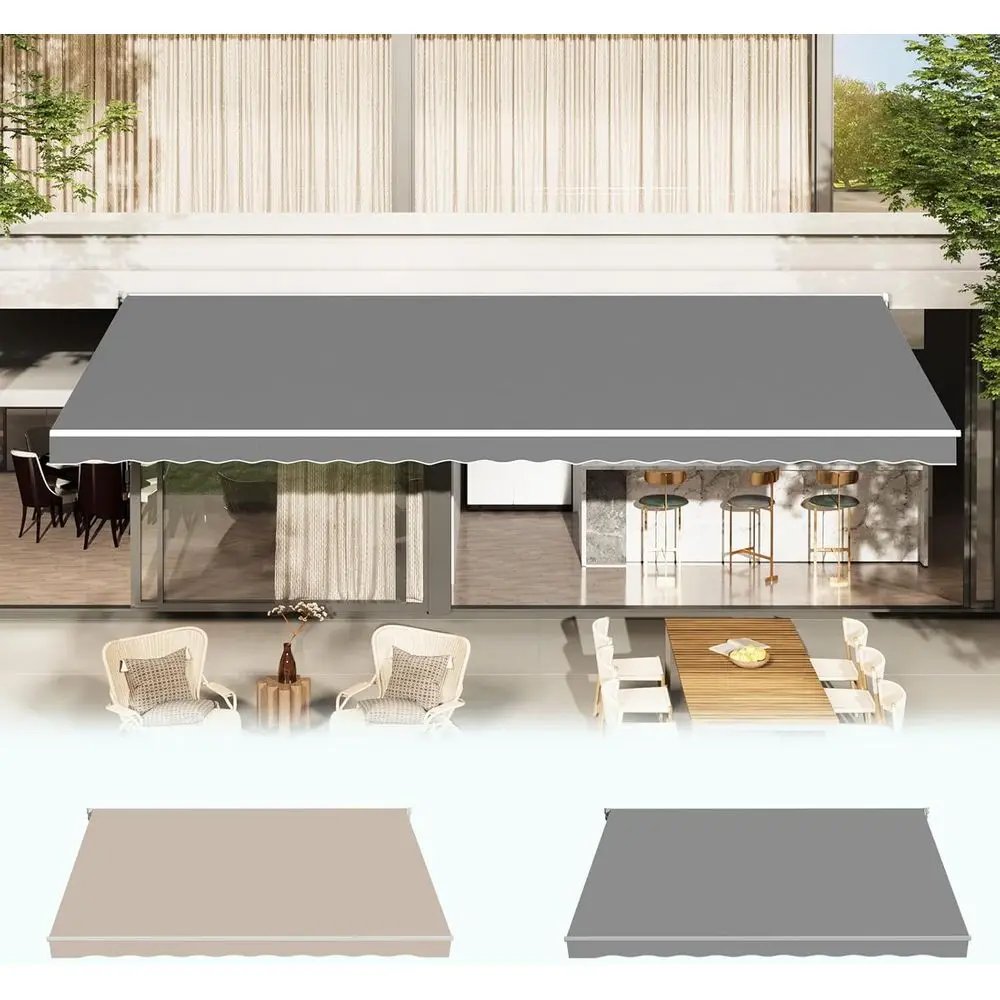 Toldo Retráctil de Repuesto, 14x10T, Parasol o Toldo para Patio Exterior, 280g/ ㎡ Funda de tela de poliéster con volante, adecuada para