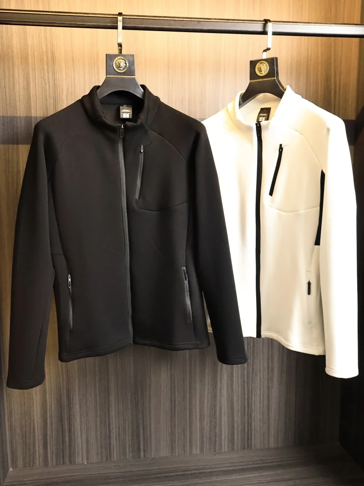 

Spring Men's Pure Color Skin-friendly Breathable Soft Stand Collar Casual Jacket Air Layer Fabric Outerwear Fashionable Urban...