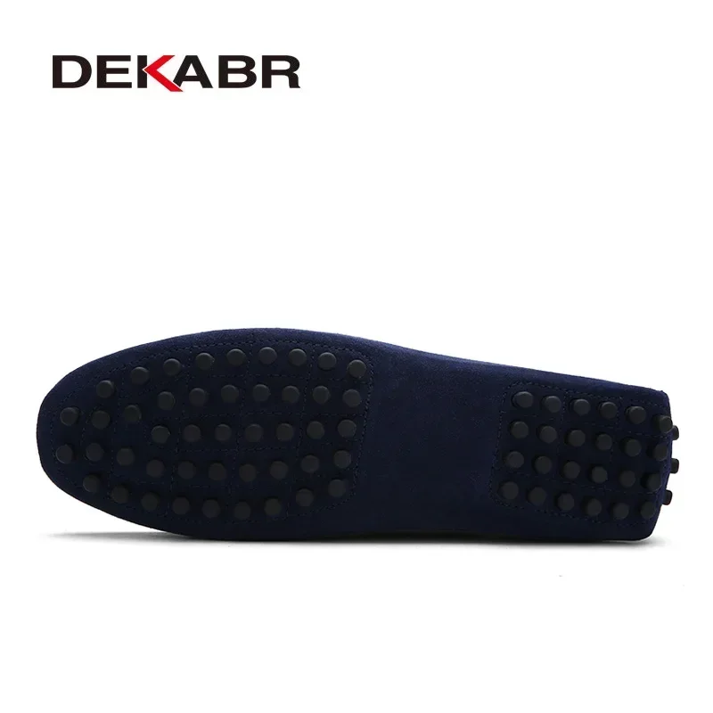 DEKABR Genuine Leather Men Casual Shoes Luxury Brand Mens Loafers Moccasins Breathable Slip on Black Driving Shoes Size 35-49