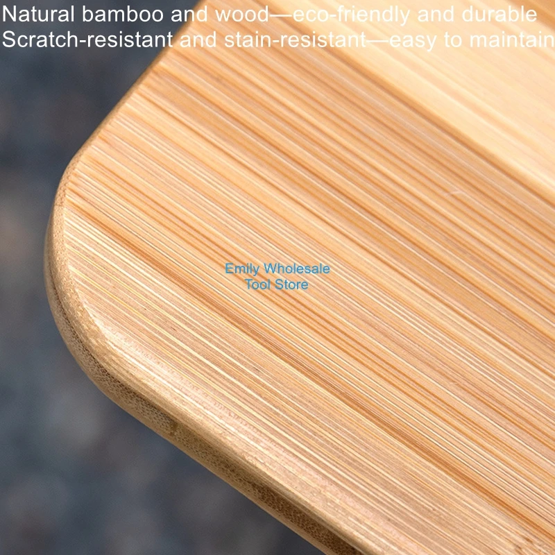 Fotografia 3: Mesa dobrável ao ar livre com tampo de bambu Mesa de acampamento de altura ajustável Nanmu Mesa dobrável de madeira de bambu