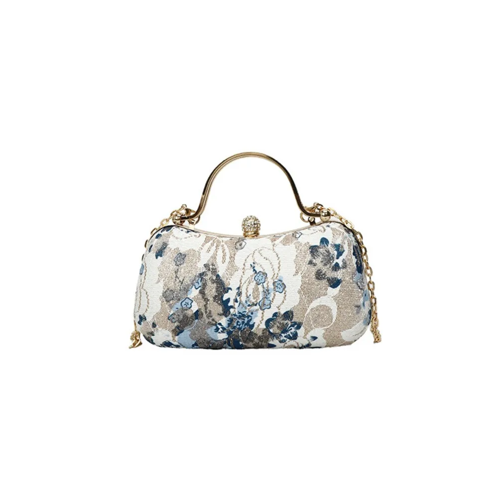 

Retro Cheongsam Banquet Bag Flower Handheld Chinese Style Handbag Elegant Large Capacity Embroidered Shoulder Bag Wedding