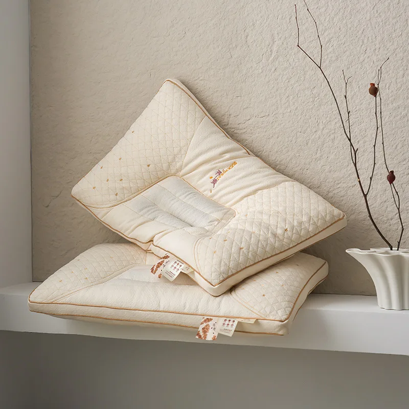Deep Sleep Buckwheat Hull & Polyester Fiber Pillow Dual Fill Knitted Air Cotton Shaped Soft Pillow Single Person