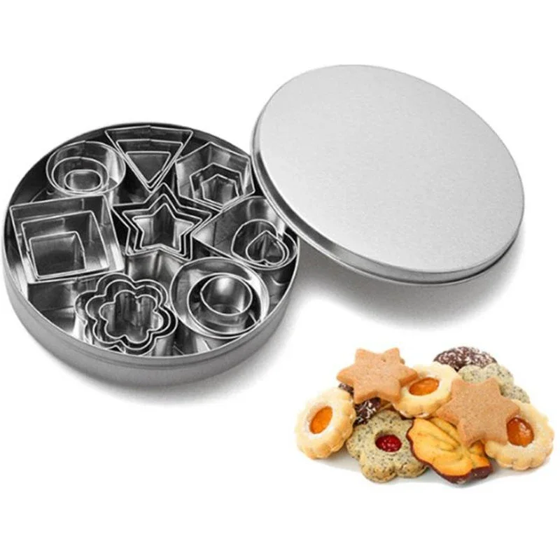 

24Pcs Geometric Shaped Cookie Cutter Set Square Heart Triangle Round Baking Cutter Stainless Steel Metal Biscuit Cutter Molds