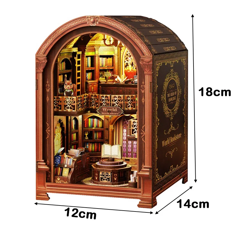 Diy livro nook kits de modelo em miniatura de madeira wanguo livraria estante 3d quebra-cabeça natal estante para amigos presentes aniversário