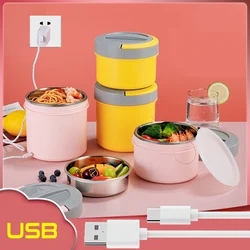 Elektryczne podgrzewane pudełko na Lunch USB 1.2L termiczne ze stali nierdzewnej stali nierdzewnej pojemnik Bento 5V 12V 24V samochód śniadaniówka cieplej pojemnik do podgrzewania podgrzewacz