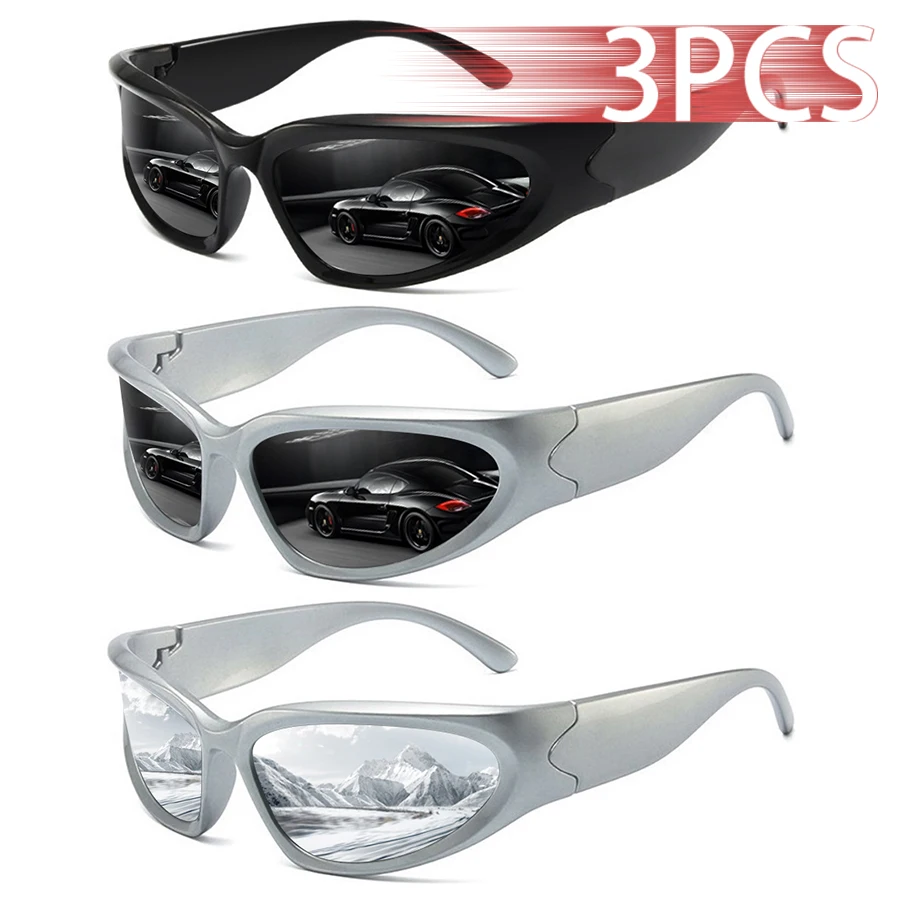 3er-Set Y2K Klassische Punk Vintage Sonnenbrillen für Damen und Herren Luxus Marken-Designer Sonnenbrillen Mode Sport-Eyewear