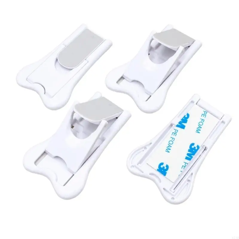 Adhesive Child Safety Locks with Fold-Up Opening Limiters for Smooth Glass Panels, Sliding Doors, and Cabinet Doors 37JD
