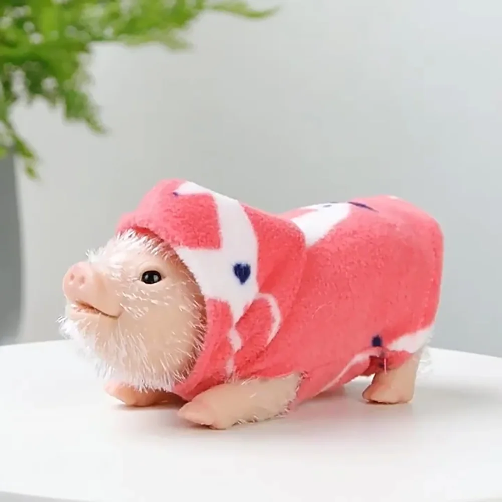 About 12cm Silicone Piglet Soft Cute Mini Realistic Animals with Accessories Lifelike Reborn Newborn Pig Doll Decompression Toy