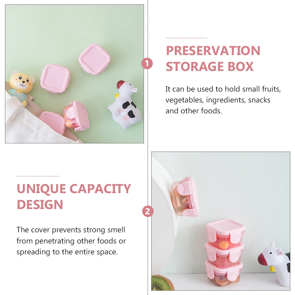 

4pcs Mini Sealed Food Storage Containers Vegetable Box for Fridge Portable Boxes Fresh PP Material Dustproof Moistureproof Long