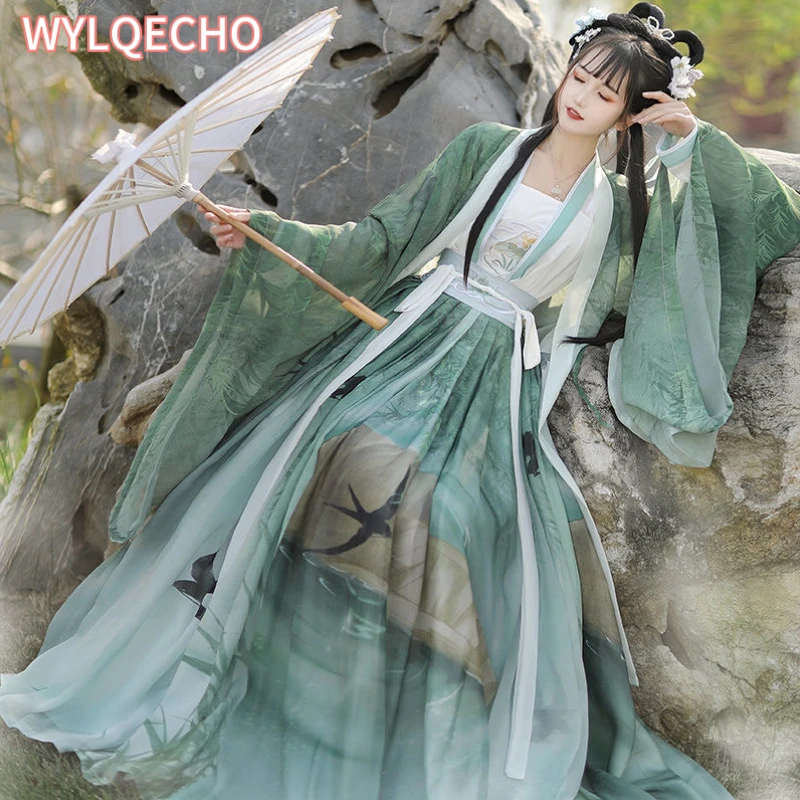 Neue Hanfu Kleid Volkstanz Kostüm chinesische traditionelle nationale Fee Kostüm alte Han Dynastie Prinzessin Bühne Outfits Trend