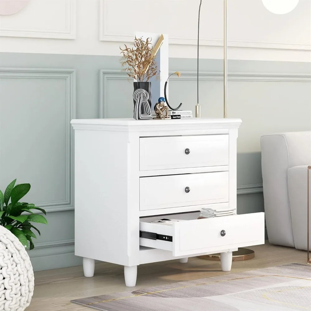 

3-DrawerNightstand WoodNightstand with 3 Drawer Small Chest of Drawers,Wood Bedside Table Cabinet,Solid WoodNightstand Organize