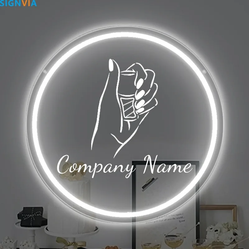 Custom Nail Art Neon Sign LED Night Light Personalized Text USB Powered Switch Control Hand Leaf Design for Salons Home Decor